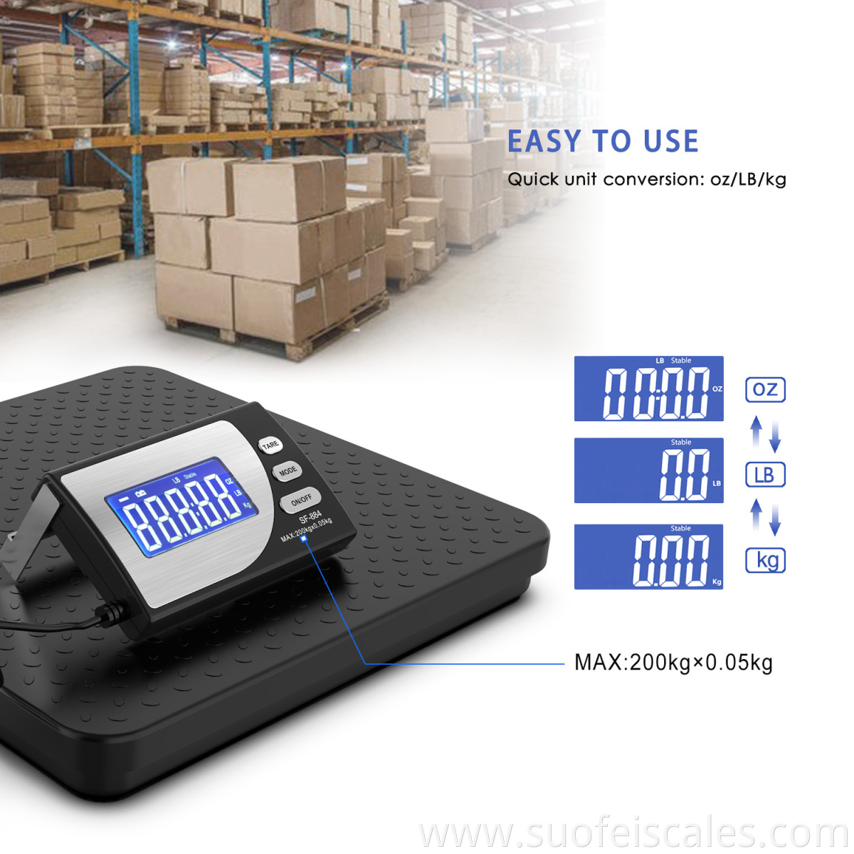 SF-884 200kg/50g LCD Display Digital Postal Scale